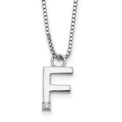 White Ice Sterling Silver Rhodium-plated Diamond Letter F Initial Necklace plus Extender