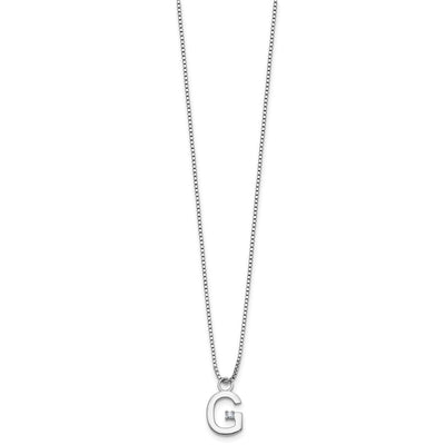 White Ice Sterling Silver Rhodium-plated Diamond Letter G Initial Necklace plus Extender