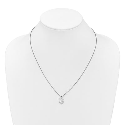 White Ice Sterling Silver Rhodium-plated Diamond Letter G Initial Necklace plus Extender