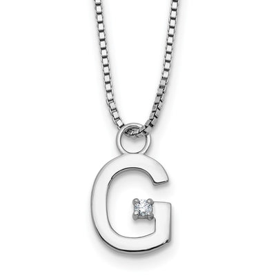 White Ice Sterling Silver Rhodium-plated Diamond Letter G Initial Necklace plus Extender