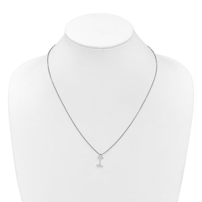 White Ice Sterling Silver Rhodium-plated Diamond Letter I Initial Necklace plus Extender
