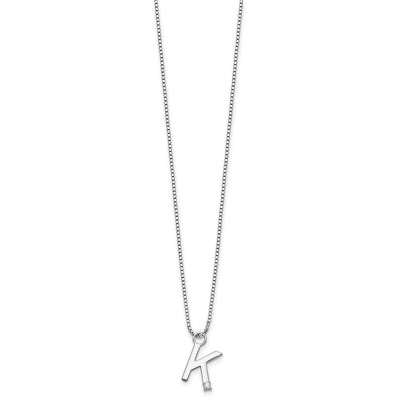 White Ice Sterling Silver Rhodium-plated Diamond Letter K Initial Necklace plus Extender