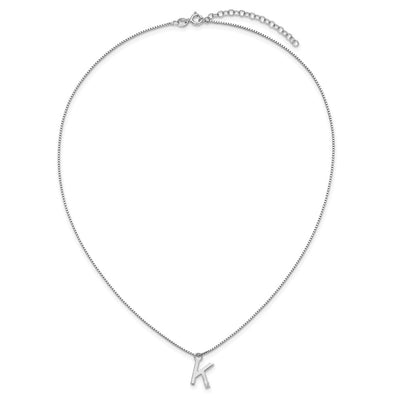 White Ice Sterling Silver Rhodium-plated Diamond Letter K Initial Necklace plus Extender