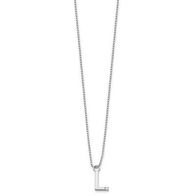 White Ice Sterling Silver Rhodium-plated Diamond Letter L Initial Necklace plus Extender