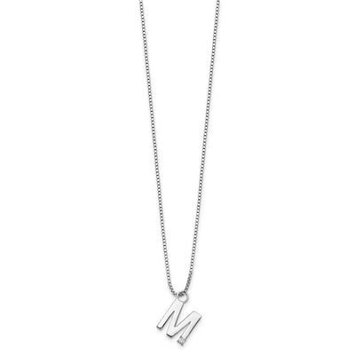 White Ice Sterling Silver Rhodium-plated Diamond Letter M Initial Necklace plus Extender