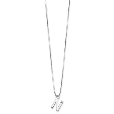 White Ice Sterling Silver Rhodium-plated Diamond Letter N Initial Necklace plus Extender