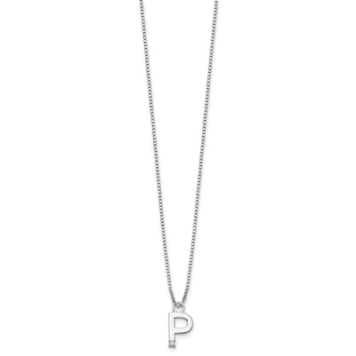 White Ice Sterling Silver Rhodium-plated Diamond Letter P Initial Necklace plus Extender