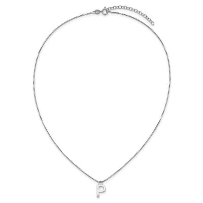 White Ice Sterling Silver Rhodium-plated Diamond Letter P Initial Necklace plus Extender