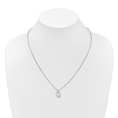 White Ice Sterling Silver Rhodium-plated Diamond Letter Q Initial Necklace plus Extender