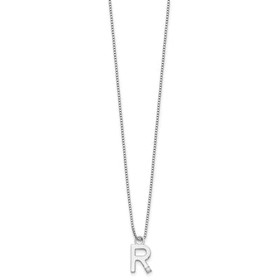 White Ice Sterling Silver Rhodium-plated Diamond Letter R Initial Necklace plus Extender