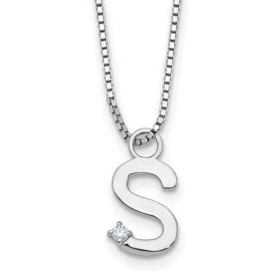 White Ice Sterling Silver Rhodium-plated Diamond Letter S Initial Necklace plus Extender