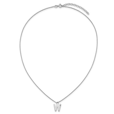 White Ice Sterling Silver Rhodium-plated Diamond Letter W Initial Necklace plus Extender