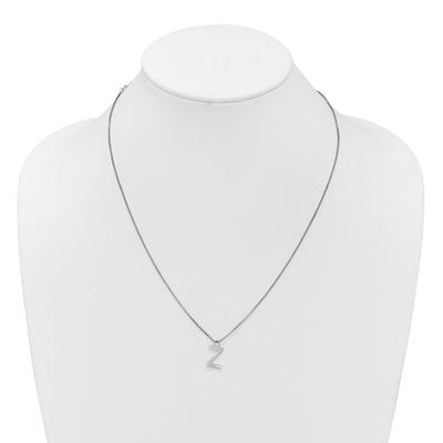White Ice Sterling Silver Rhodium-plated Diamond Letter Z Initial Necklace plus Extender