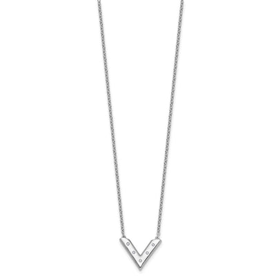 White Ice Sterling Silver Rhodium-plated 18in Diamond V Shape Necklace plus 2in Extender