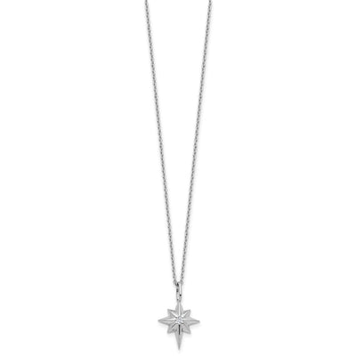 White Ice Sterling Silver Rhodium-plated Star with a Diamond Necklace plus Extender