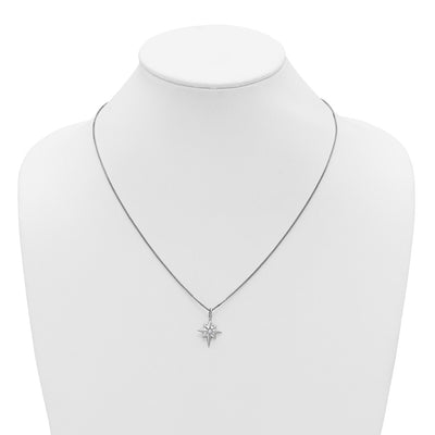 White Ice Sterling Silver Rhodium-plated Star with a Diamond Necklace plus Extender