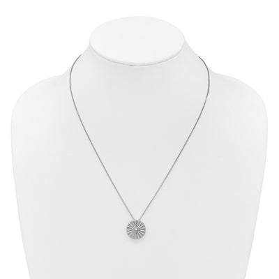 White Ice Sterling Silver Rhodium-plated Fanned Circle with a Diamond Necklace plus Extender