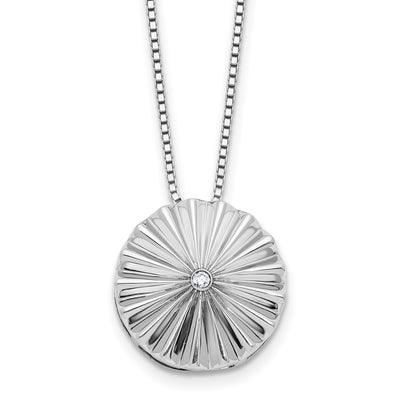 White Ice Sterling Silver Rhodium-plated Fanned Circle with a Diamond Necklace plus Extender