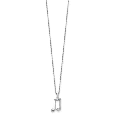 White Ice Sterling Silver Rhodium-plated Diamond Music Note Necklace plus Extender, 18 x 7.75mm