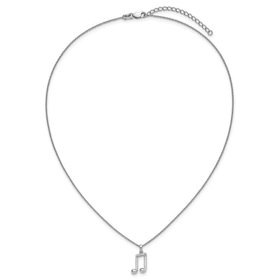White Ice Sterling Silver Rhodium-plated Diamond Music Note Necklace plus Extender, 18 x 7.75mm