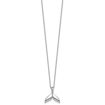 White Ice Sterling Silver Rhodium-plated Diamond Whale Tail Necklace plus Extender