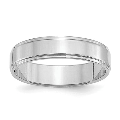Sterling Silver Rhodium-plated Flat with Step Edge Band