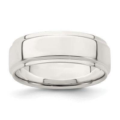 Sterling Silver Flat with Step Edge Band