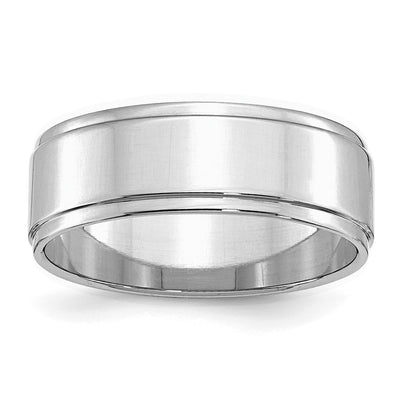Sterling Silver Rhodium-plated Flat with Step Edge Band