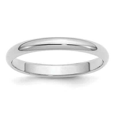 Sterling Silver Rhodium-plated Half Round Band