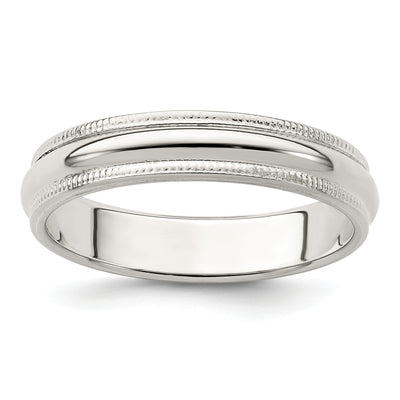 Sterling Silver Half Round Milgrain Band