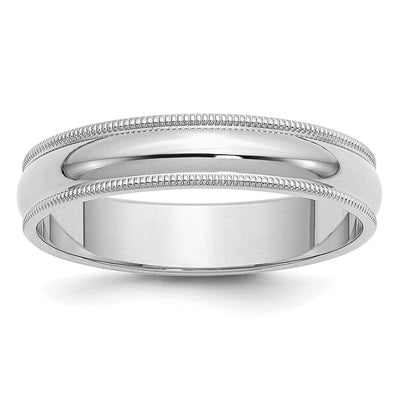 Sterling Silver Rhodium-plated Half Round Milgrain Band