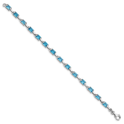 Sterling Silver Rhodium-plated Rectangular Blue Topaz Bracelet