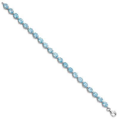 Sterling Silver Rhodium-plated Swiss Blue Topaz Bracelet