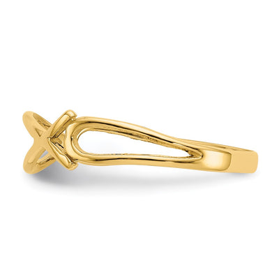 14K Polished Ichthus Fish Ring