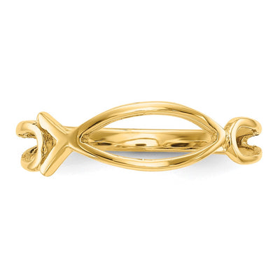 14K Polished Ichthus Fish Ring