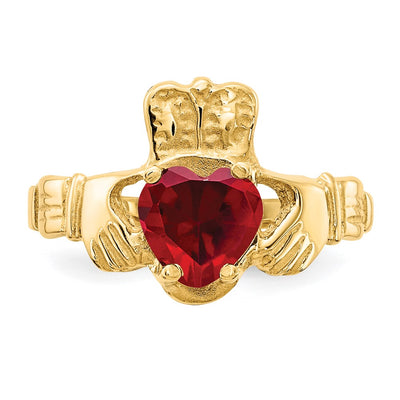 14K January CZ Birthstone Claddagh Ring