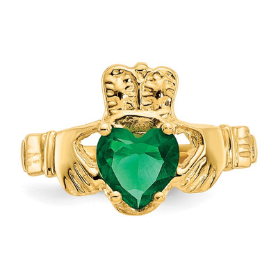 14K May CZ Birthstone Claddagh Ring