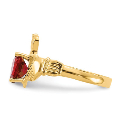 14K July CZ Birthstone Claddagh Ring