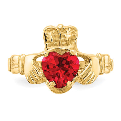 14K July CZ Birthstone Claddagh Ring