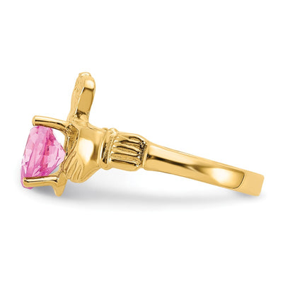 14K October CZ Birthstone Claddagh Ring
