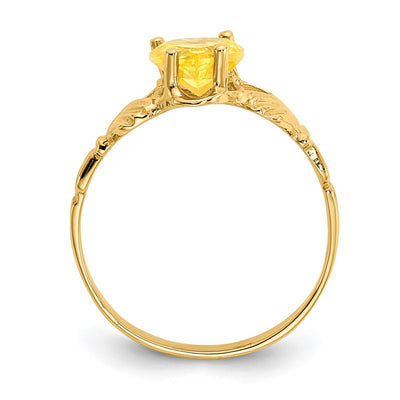 14K November CZ Birthstone Claddagh Ring