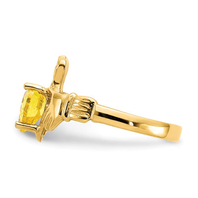 14K November CZ Birthstone Claddagh Ring