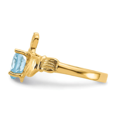 14K December CZ Birthstone Claddagh Ring