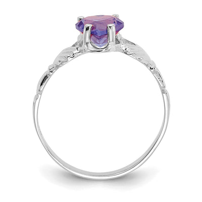 14K White Gold June CZ Birthstone Claddagh Ring