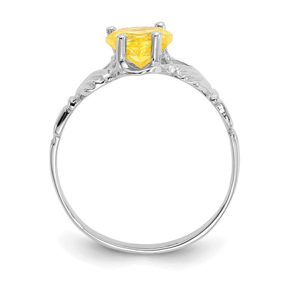 14K White Gold November CZ Birthstone Claddagh Ring