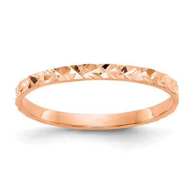 14K 1mm Diamond-cut Design Flat Band Baby / Childs Ring