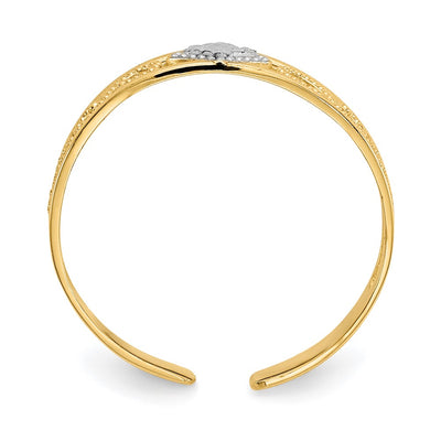 14K & Rhodium Diamond-Cut Toe Ring