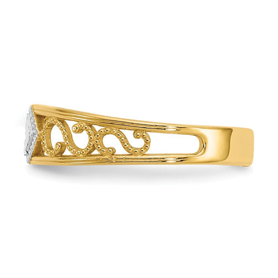 14K & Rhodium Diamond-Cut Toe Ring