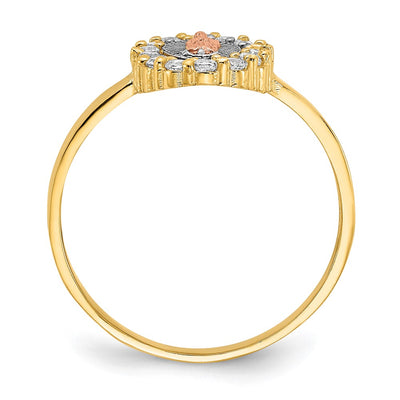 14K Two-tone w/White Rhodium CZ Lady of Guadalupe Ring