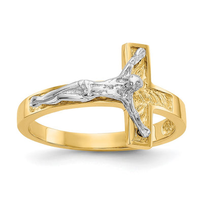 14K Two-tone Polished Crucifix Ring